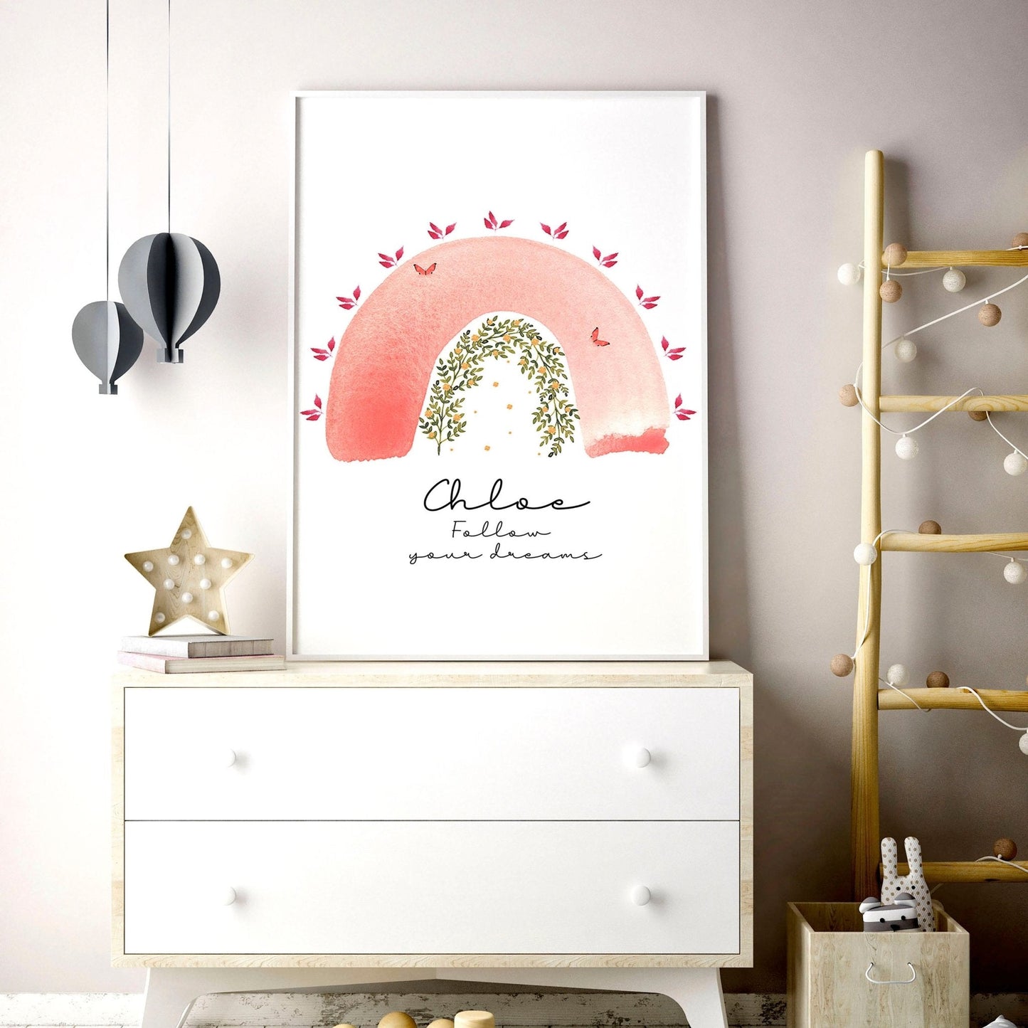 Rainbow prints | Personalised Wall art for Girls' room