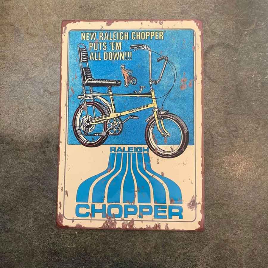 Retro Metal Advertising Raleigh Chopper Sign