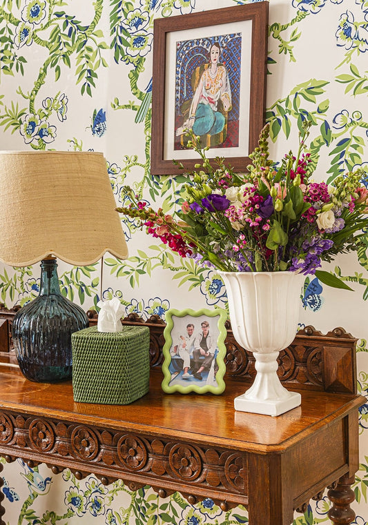 Rattan Tissue Box Cover - Green