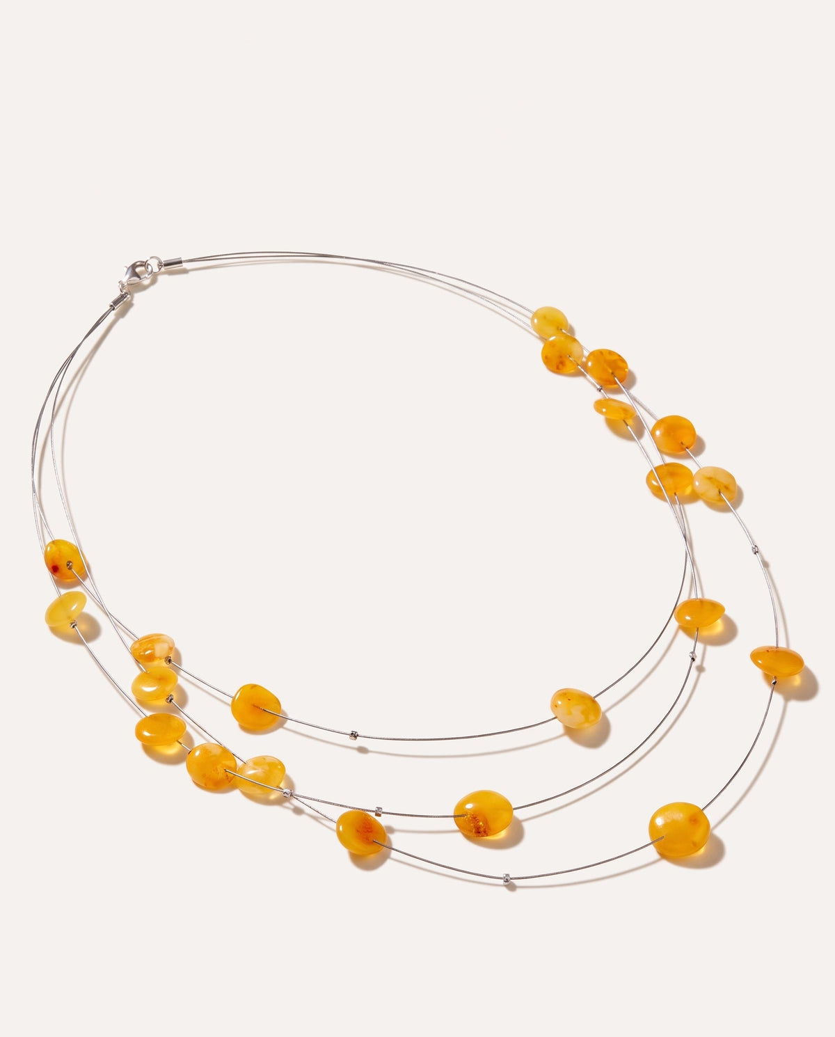 RAW Layered Butterscotch Amber Discs Necklace