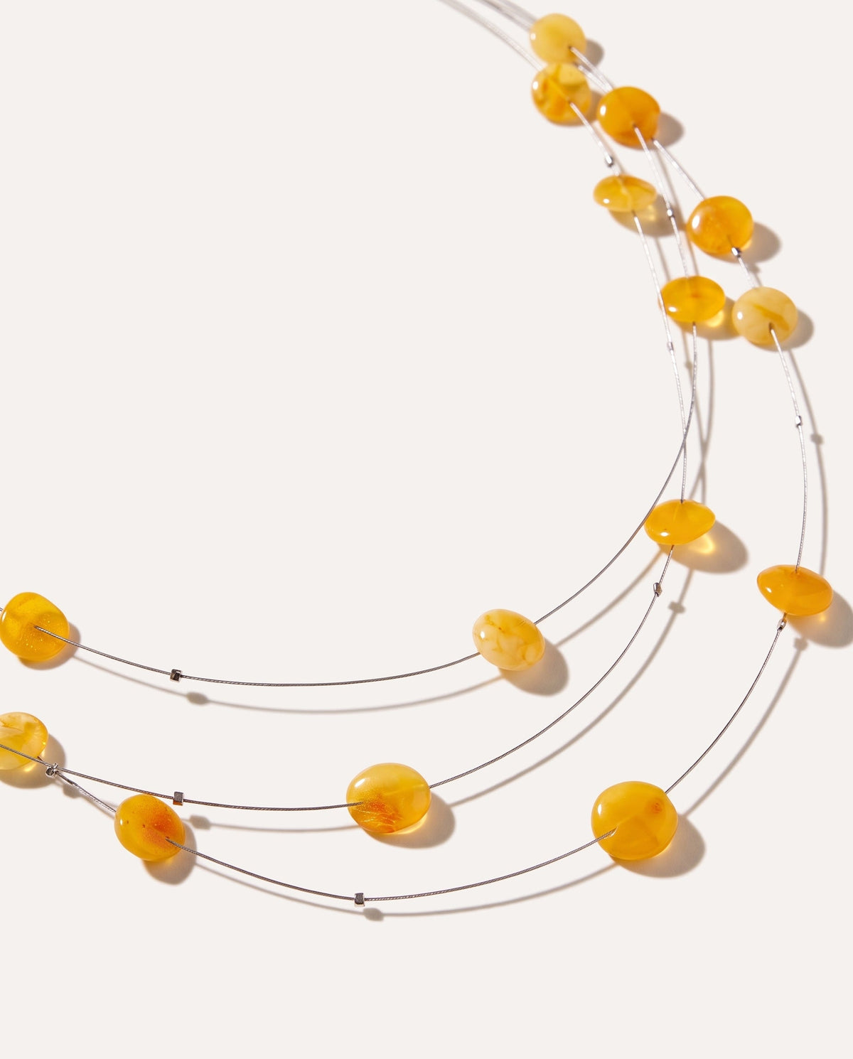 RAW Layered Butterscotch Amber Discs Necklace