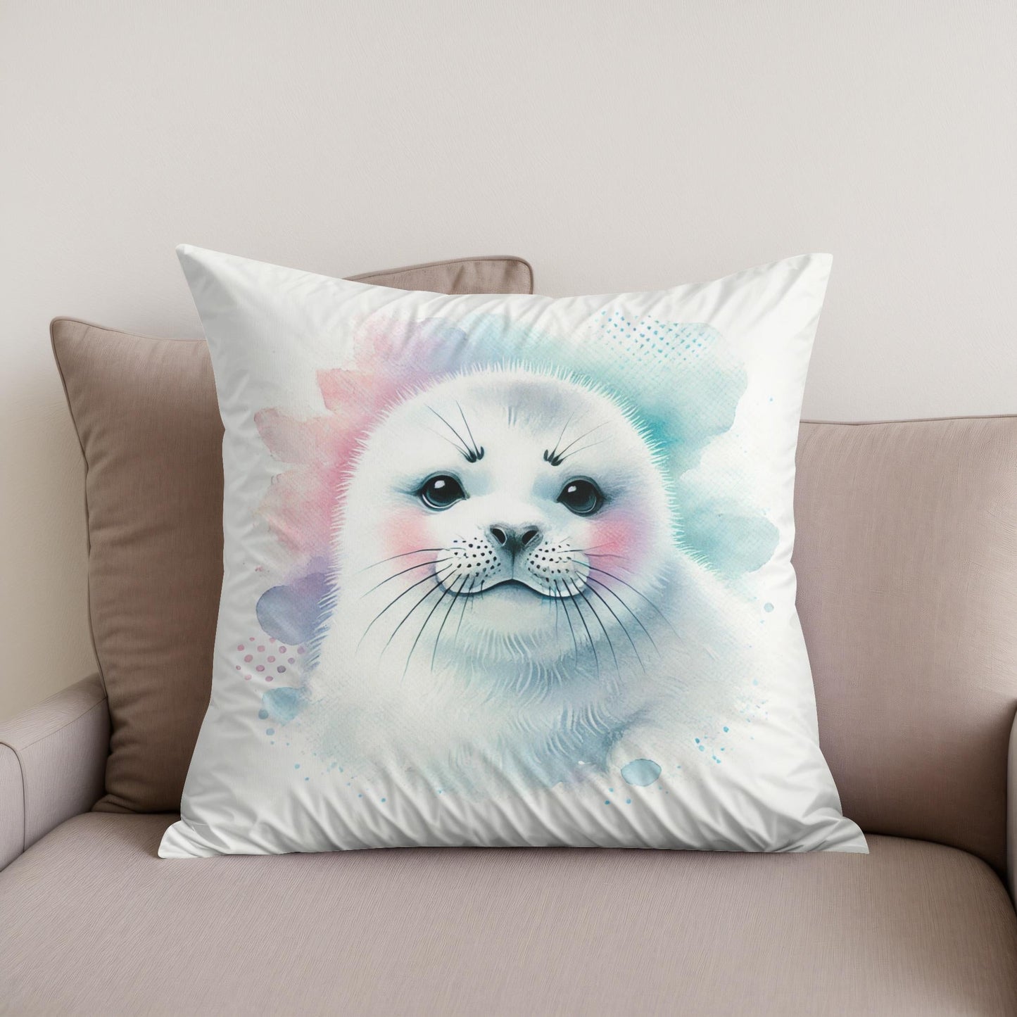 Smiling Harp Seal Cotton Cushion