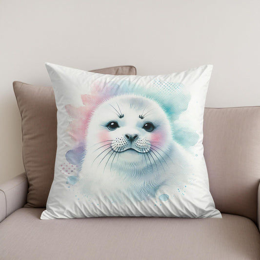 Smiling Harp Seal Cotton Cushion