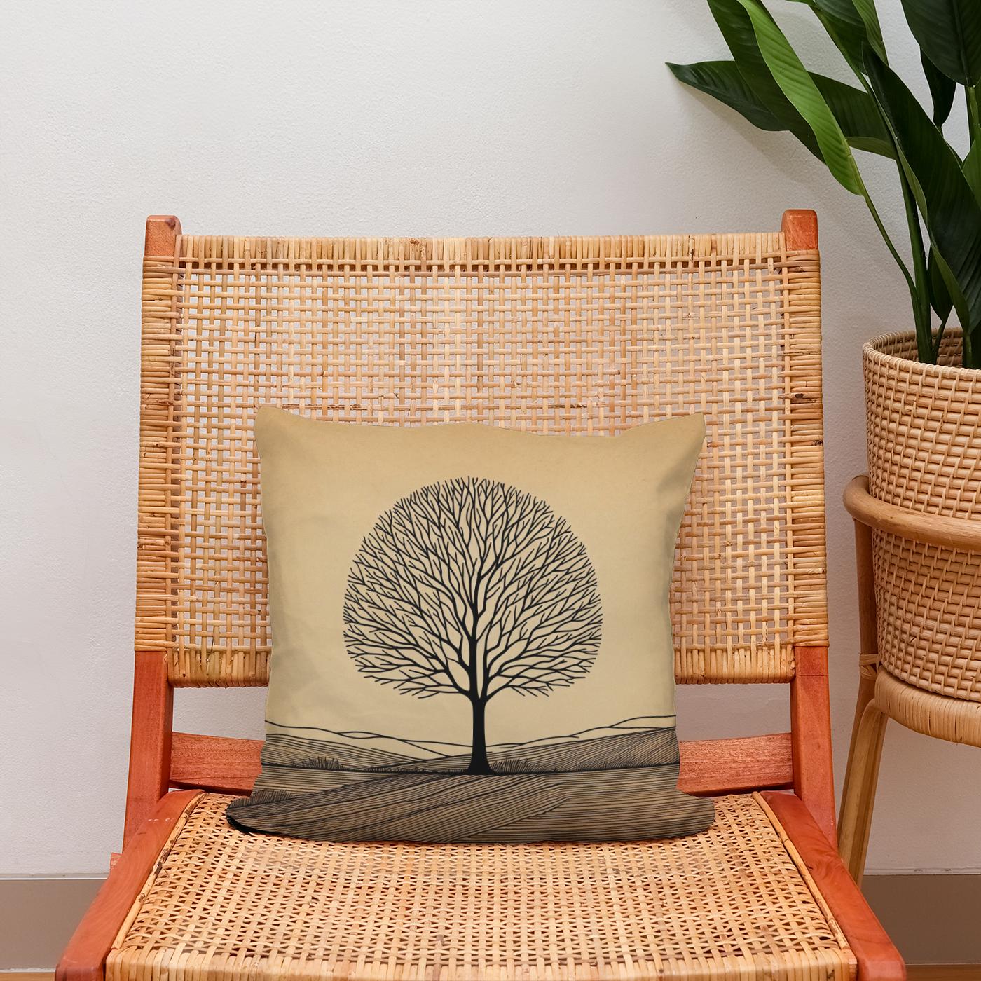 Silhouette Solace Tree Cotton Cushion