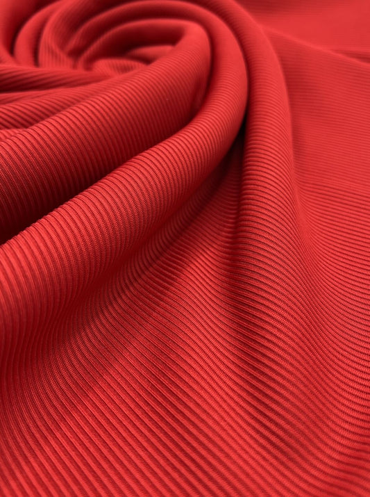 Red 2X1 Fine Rib Stretch Fabric