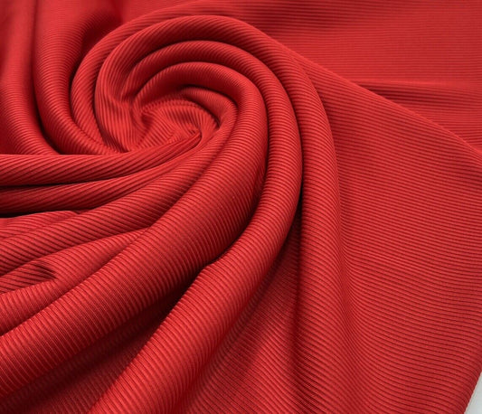 Red 2X1 Fine Rib Stretch Fabric