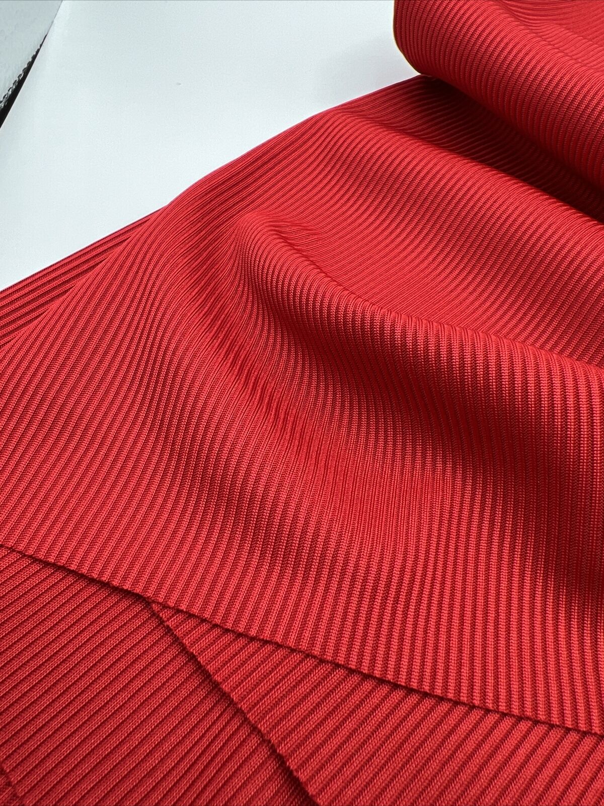 Red 2X1 Fine Rib Stretch Fabric