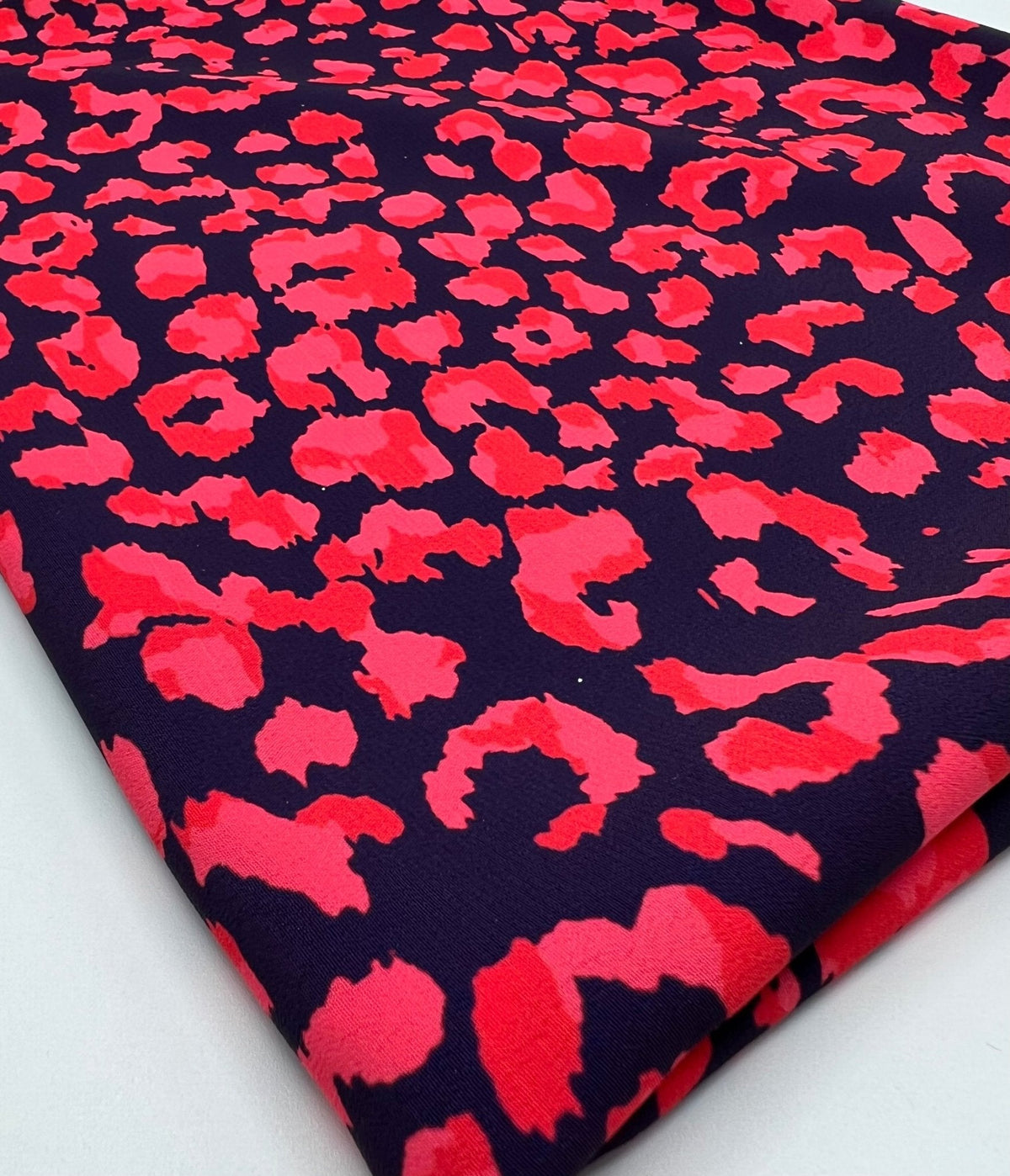 Red Animal Print Lightweight Bubble Crepe Fabric