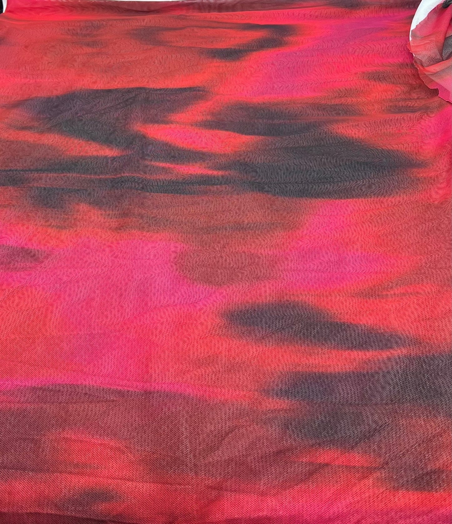 Red Black Mix Mesh Fabric Stretch
