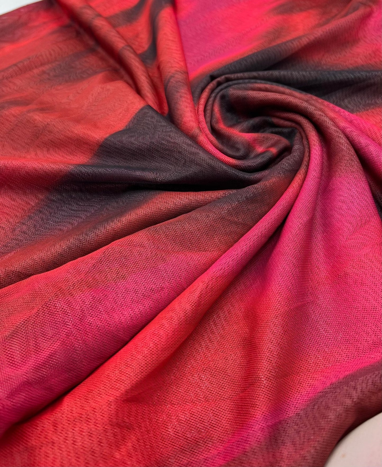 Red Black Mix Mesh Fabric Stretch
