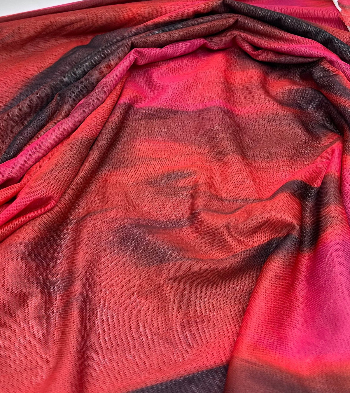 Red Black Mix Mesh Fabric Stretch