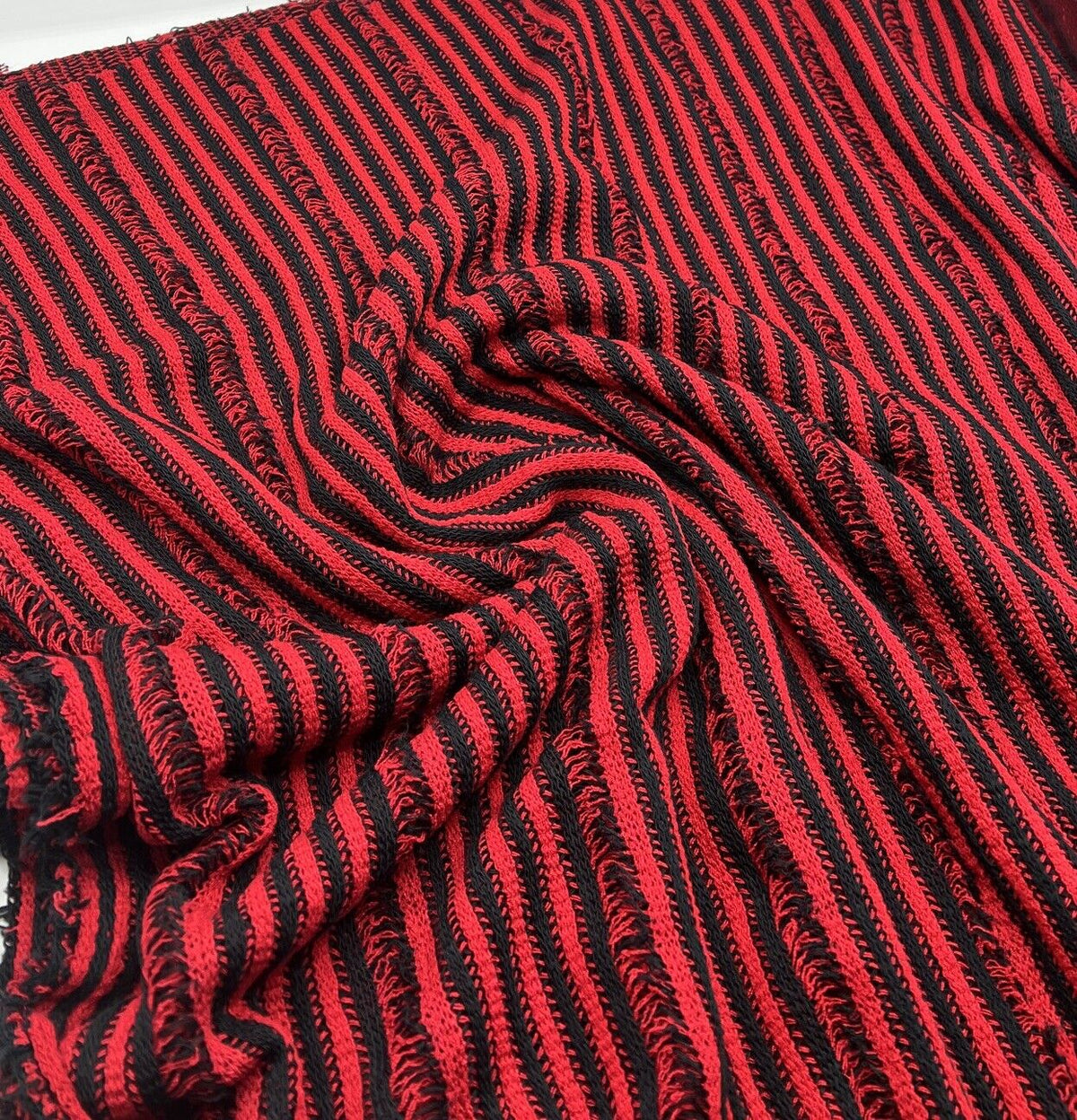 Red Black Stripe Knitted Stretch Fabric