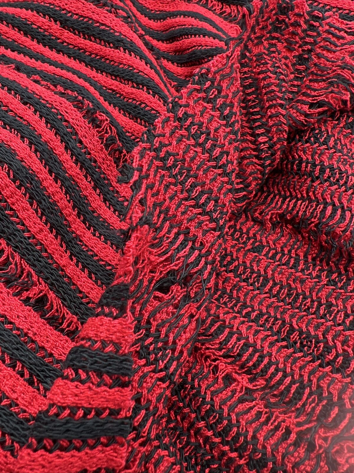 Red Black Stripe Knitted Stretch Fabric