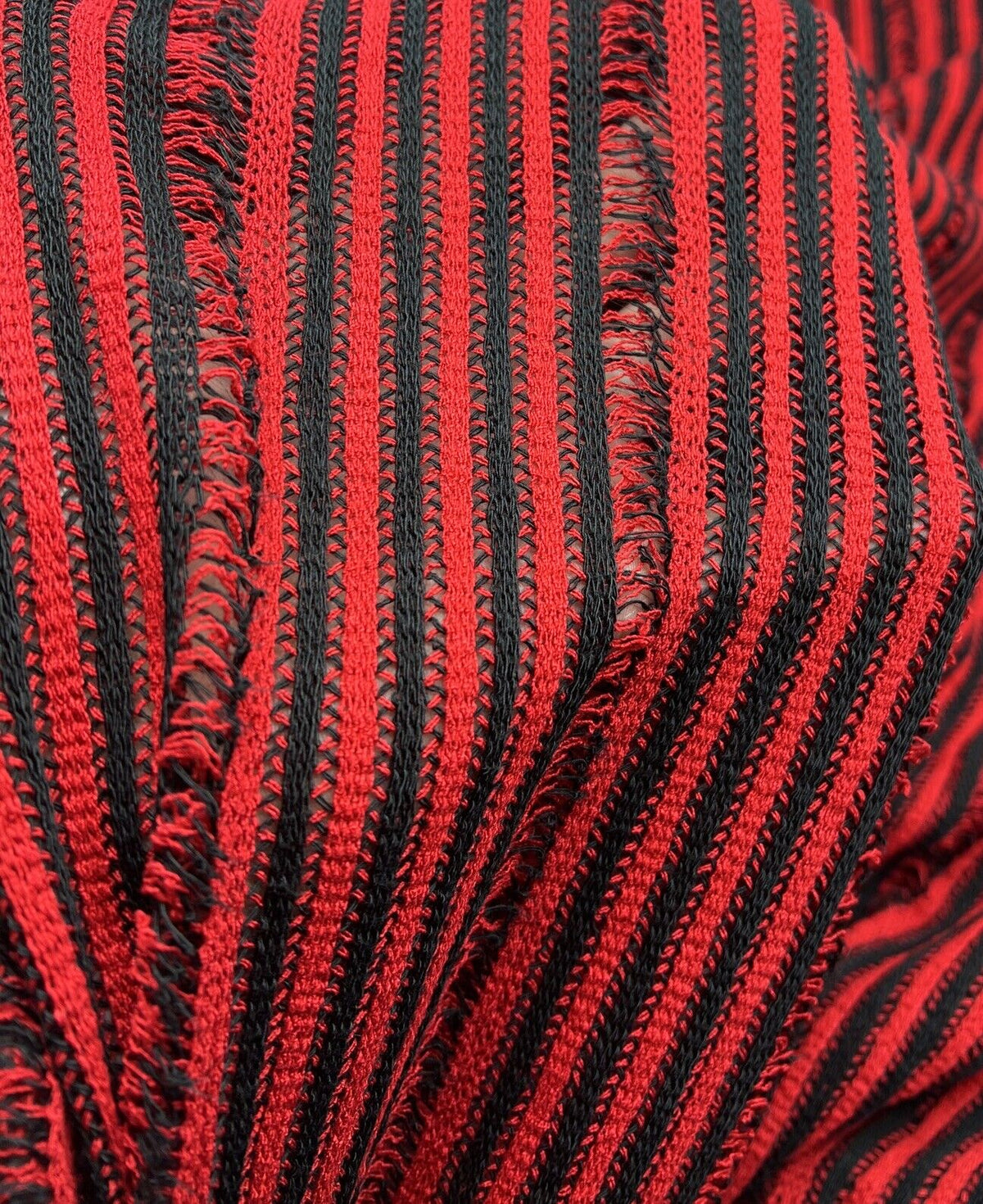 Red Black Stripe Knitted Stretch Fabric