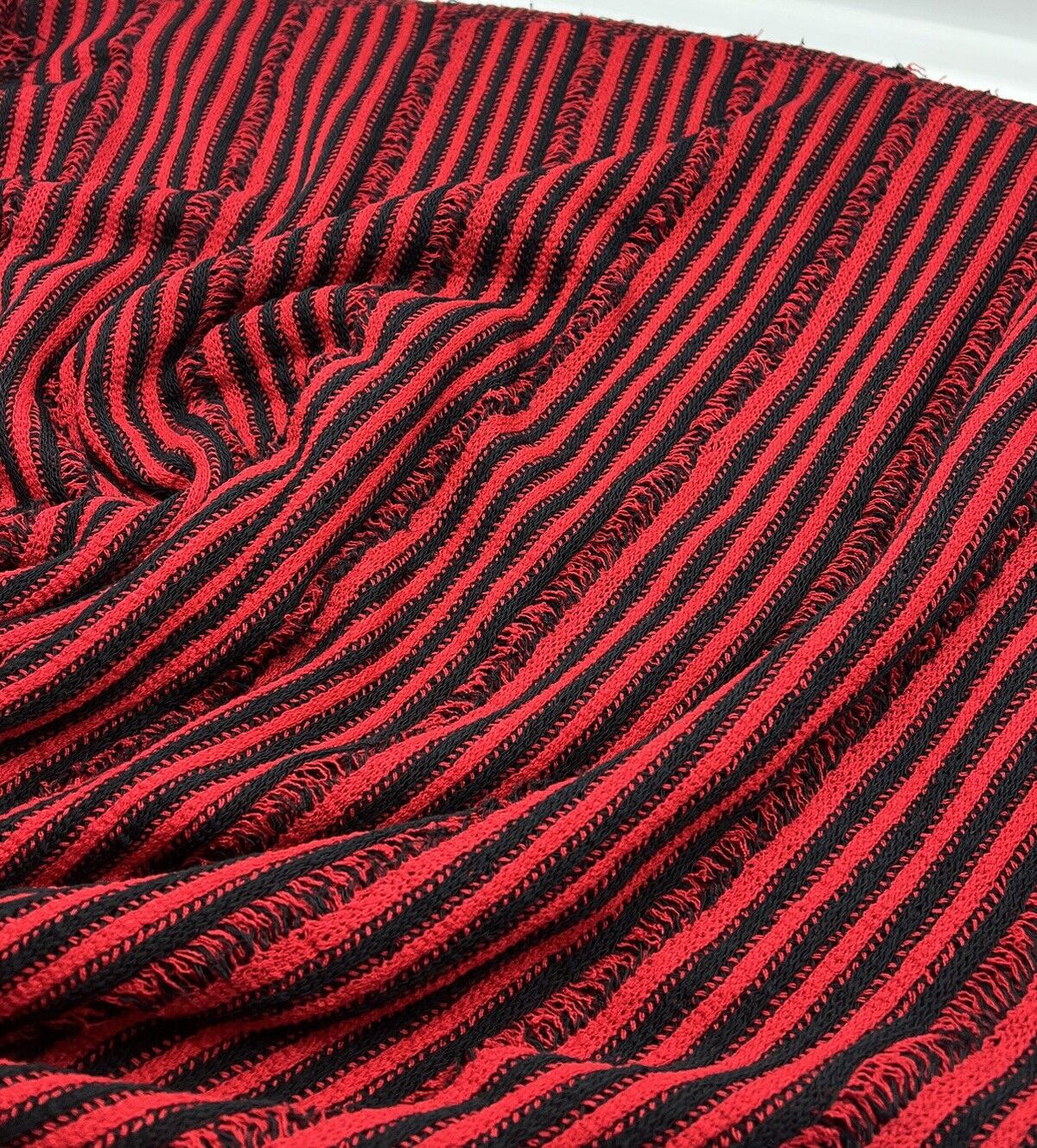 Red Black Stripe Knitted Stretch Fabric