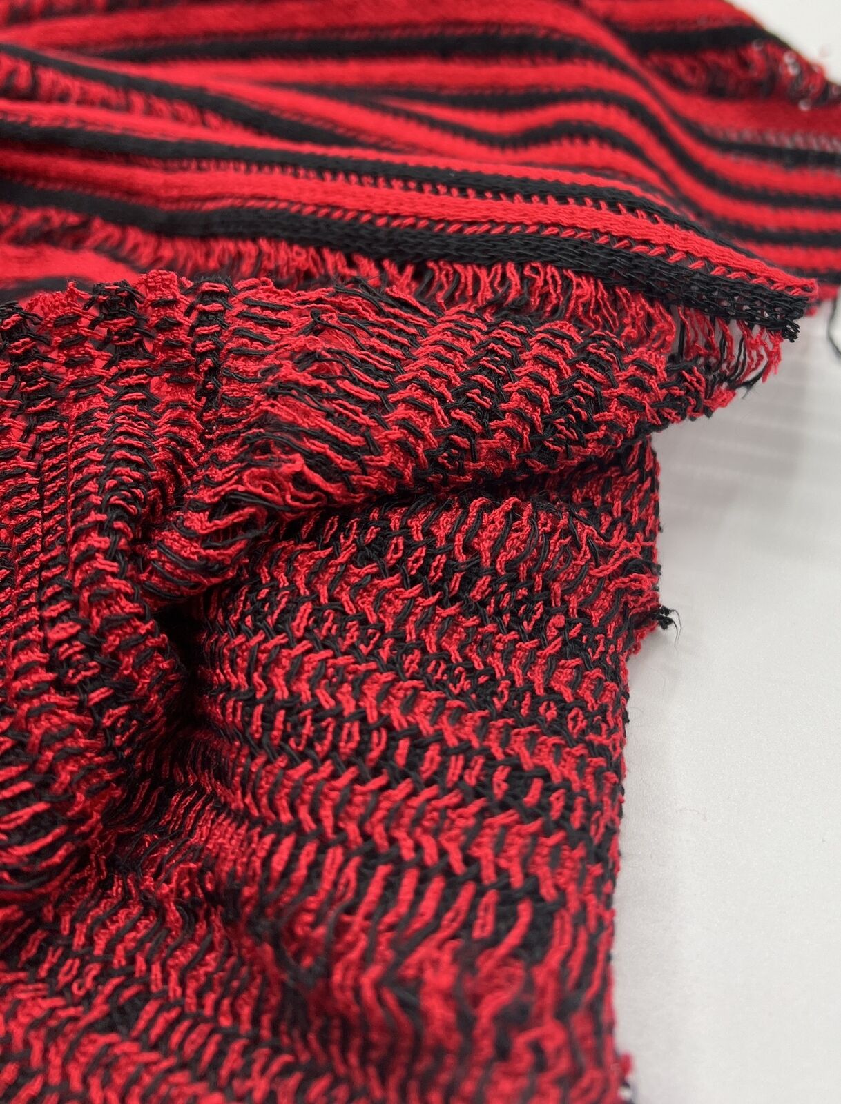 Red Black Stripe Knitted Stretch Fabric