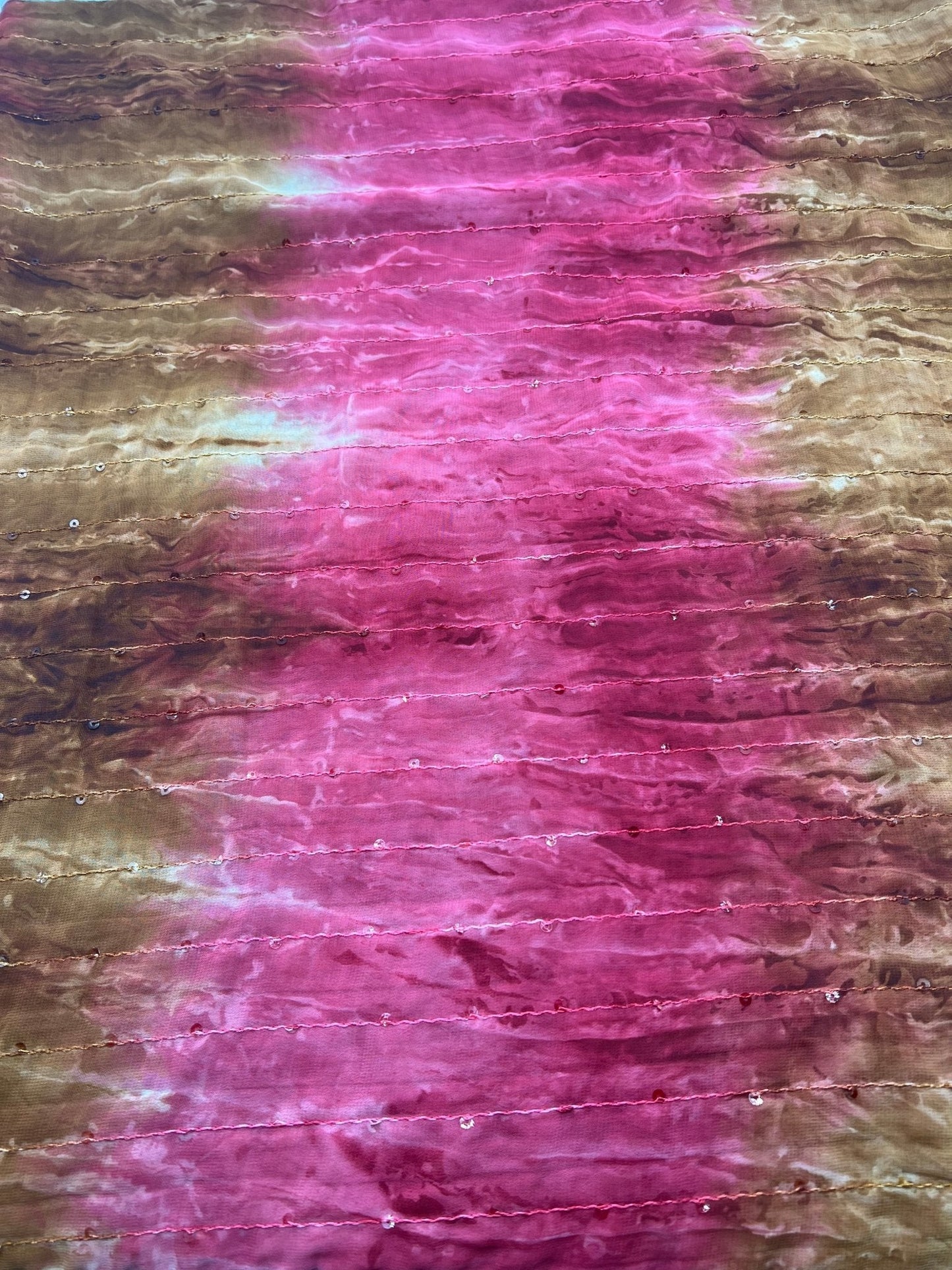 Red Brown Sequin Lightweight Non Stretch Woven Fabric
