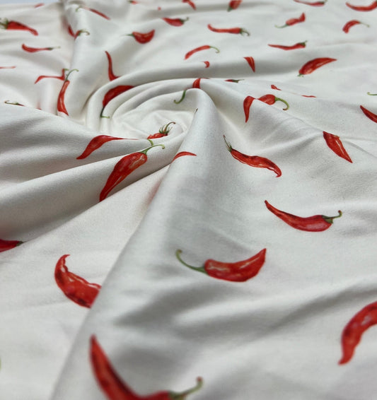 Red Chili Super Soft Print Spun Poly Stretch Fabric