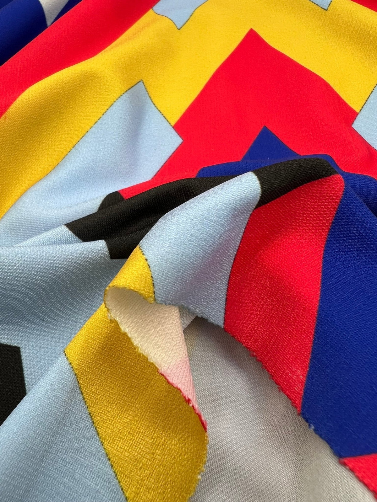 Red Diamond Multi Color ITY Fabric