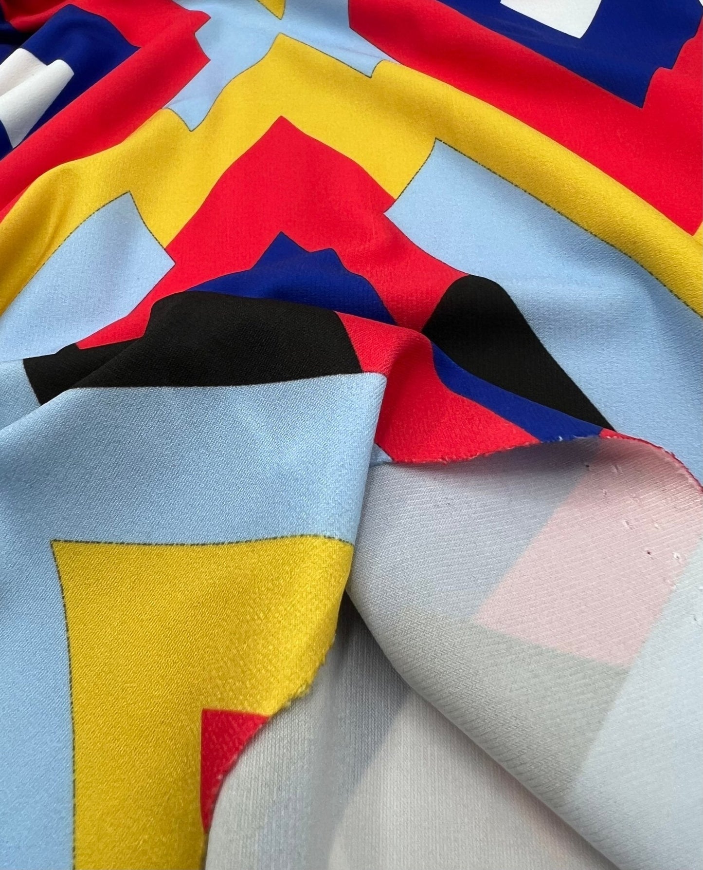 Red Diamond Multi Color ITY Fabric