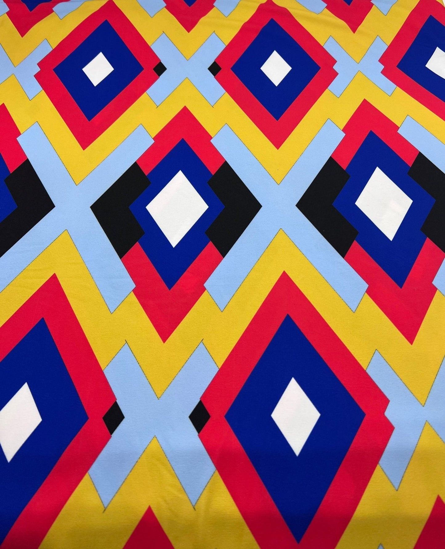Red Diamond Multi Color ITY Fabric