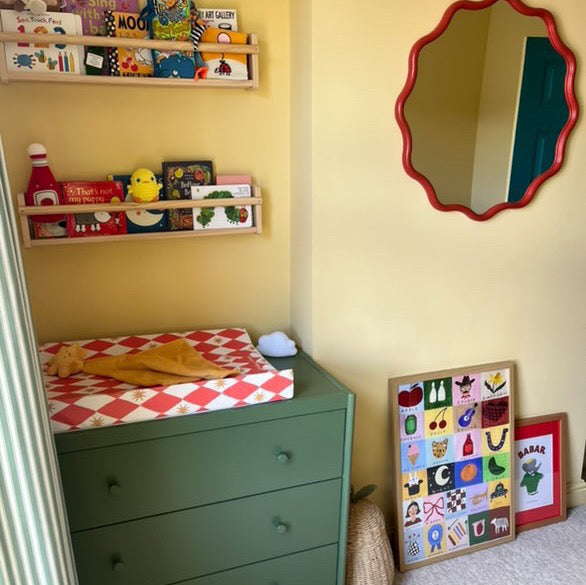 Anti-Roll Wedge Baby Changing Mat - Red Harlequin