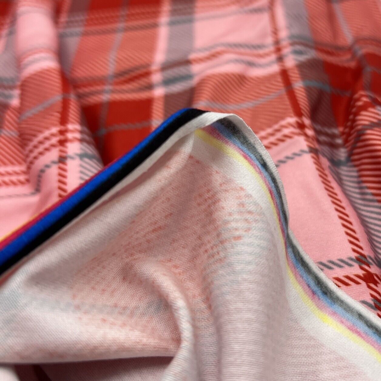 Red Pink Check Super Soft Spun Poly Stretch Fabric