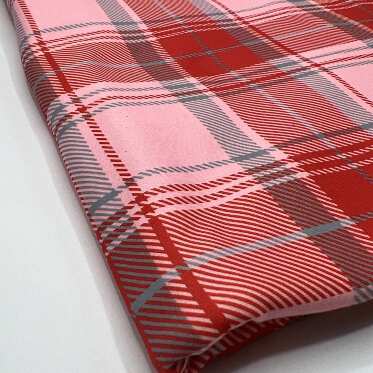 Red Pink Check Super Soft Spun Poly Stretch Fabric
