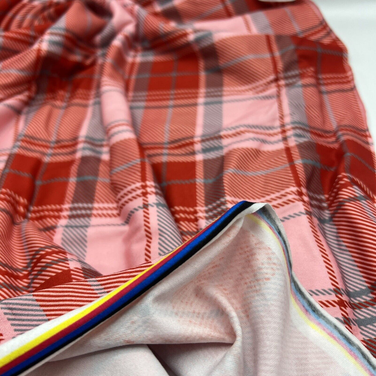 Red Pink Check Super Soft Spun Poly Stretch Fabric