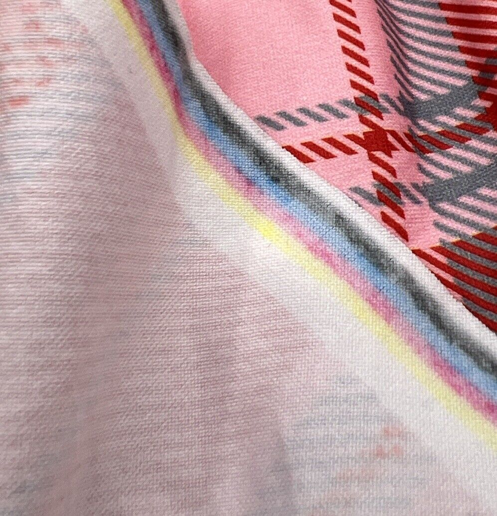 Red Pink Check Super Soft Spun Poly Stretch Fabric