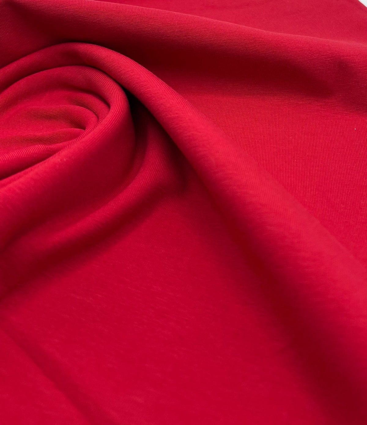 Red Cotton Stretch Jersey 240 GSM 92/8 Lycra 4 Way Stretch