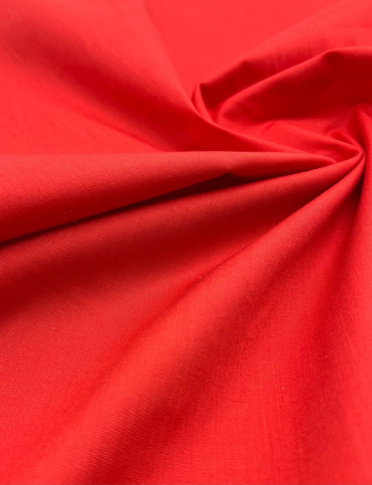Red Plain Polycotton 105 GSM 80/20 44 Inch Non Stretch