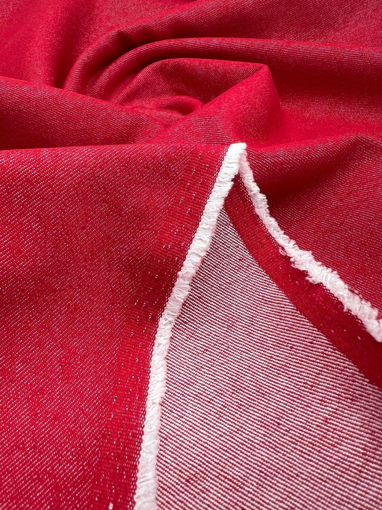 Red Plain Washed Stretch Denim 280GSM