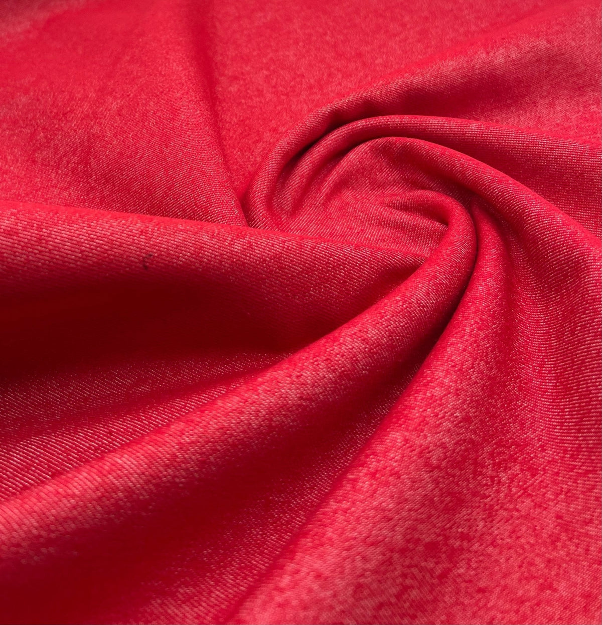 Red Plain Washed Stretch Denim 280GSM