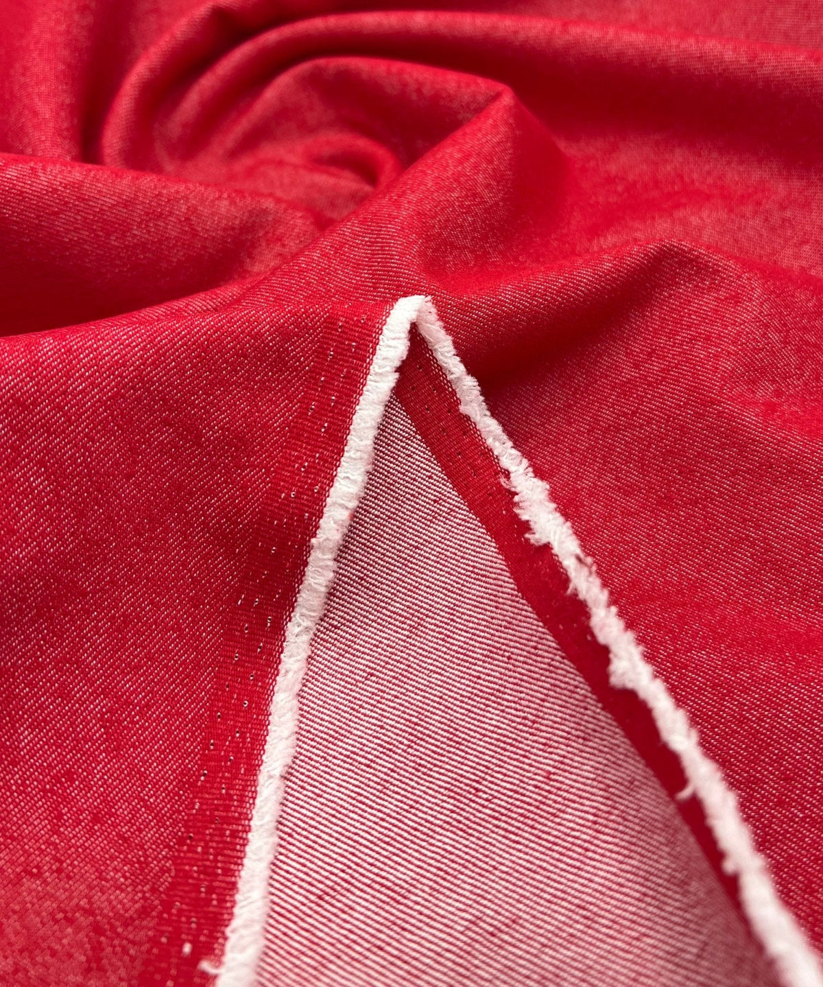 Red Plain Washed Stretch Denim 280GSM