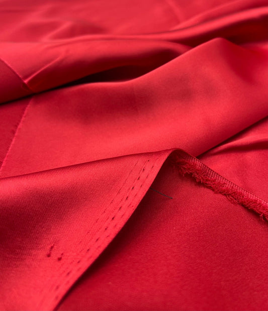 Red Recycled Satin 160GSM Dress Craft Non Stretch Fabric