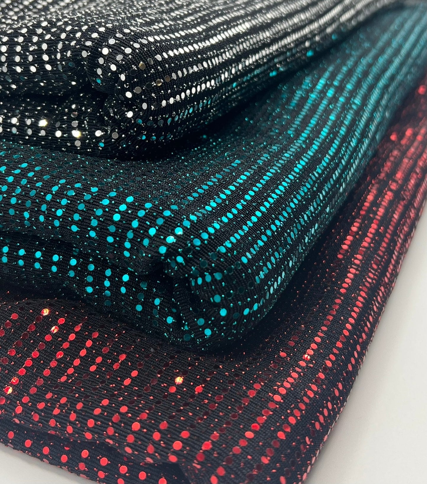 Red Sequin Nylon Metallic Sparkle Stretch Fabric