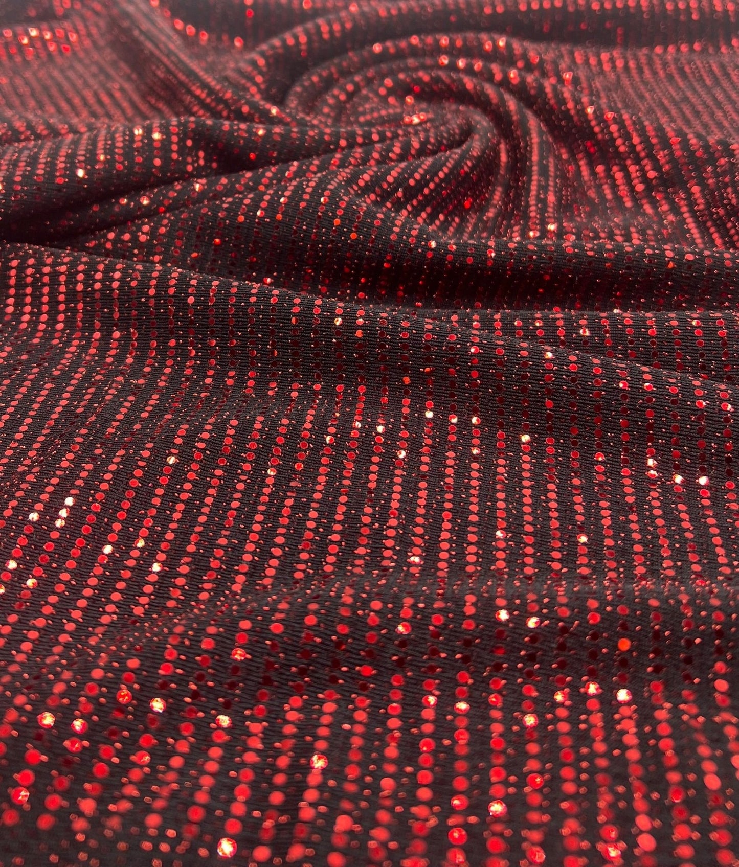 Red Sequin Nylon Metallic Sparkle Stretch Fabric