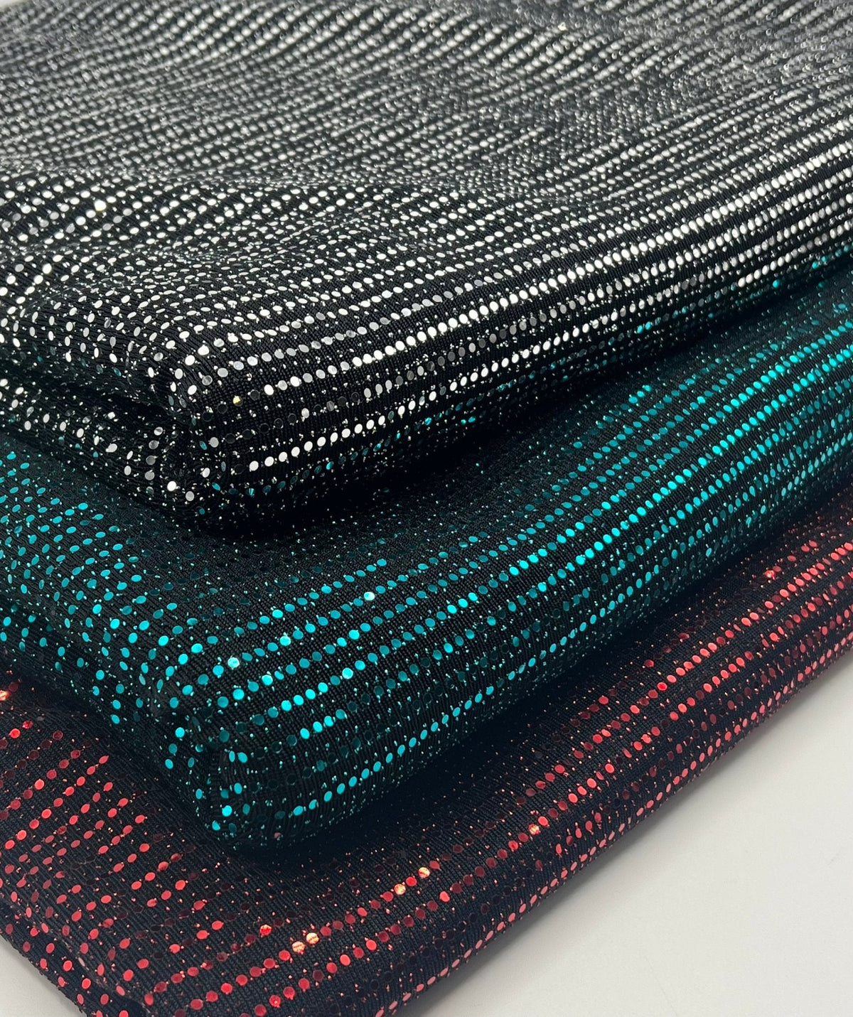 Red Sequin Nylon Metallic Sparkle Stretch Fabric