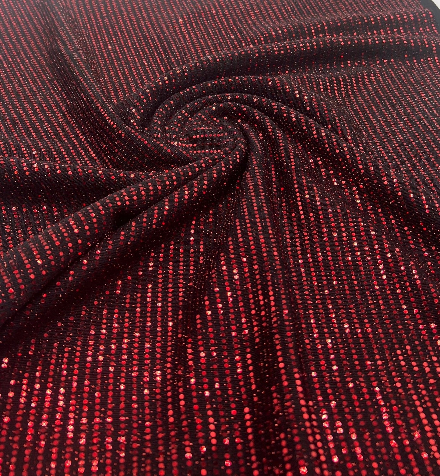 Red Sequin Nylon Metallic Sparkle Stretch Fabric