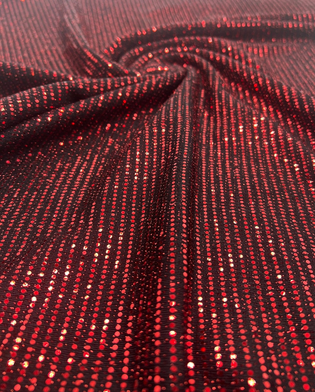 Red Sequin Nylon Metallic Sparkle Stretch Fabric