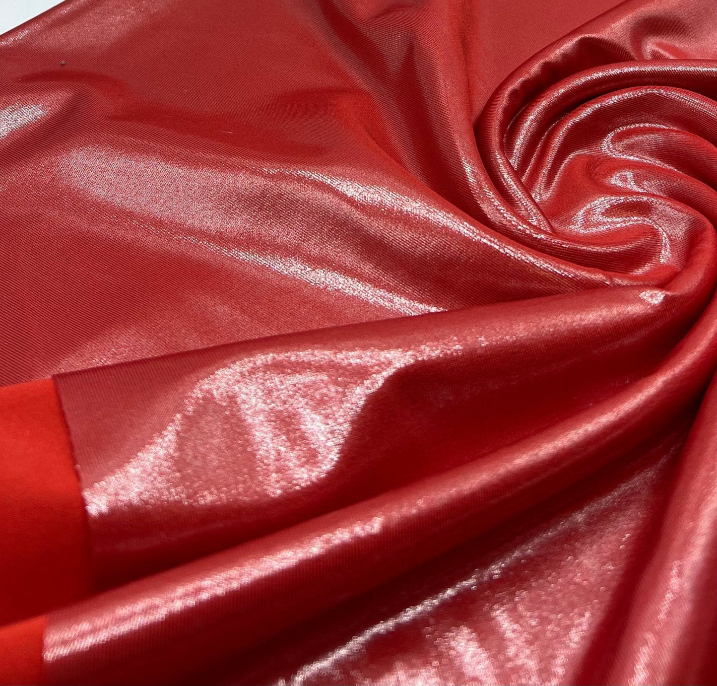 Red Shiny Foil Swimwear / Sportswear 4 Way Stretch Fabric