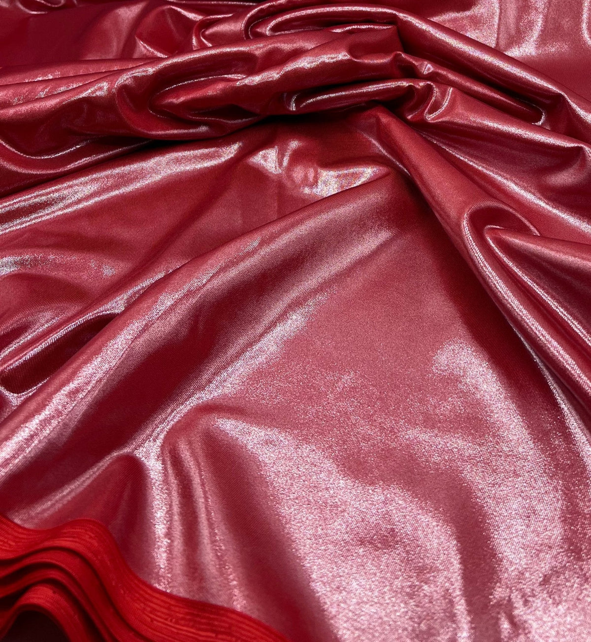 Red Shiny Foil Swimwear / Sportswear 4 Way Stretch Fabric