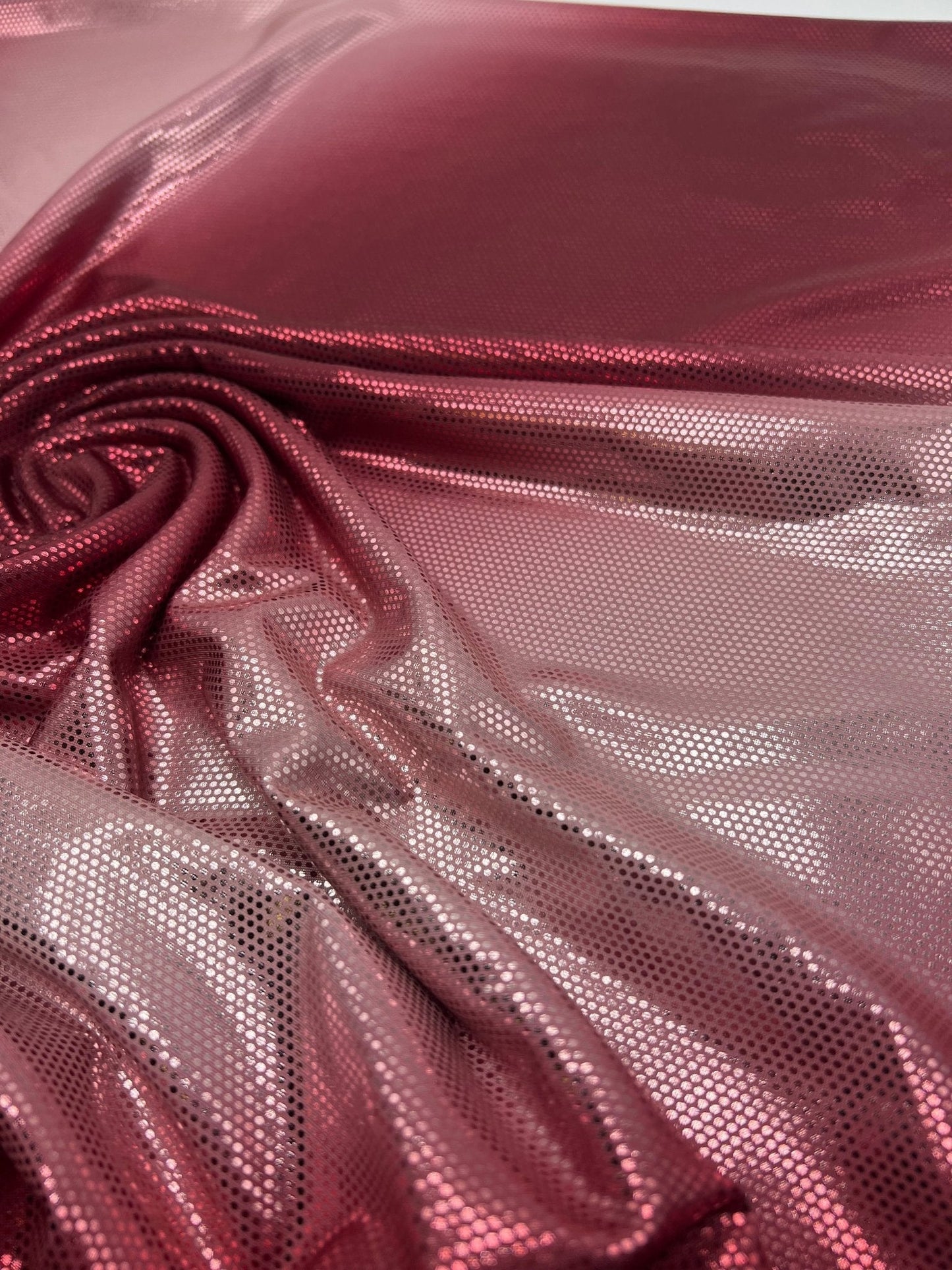 Red Silver Shiny Sequin Soft Touch 2 Way Stretch Fabric