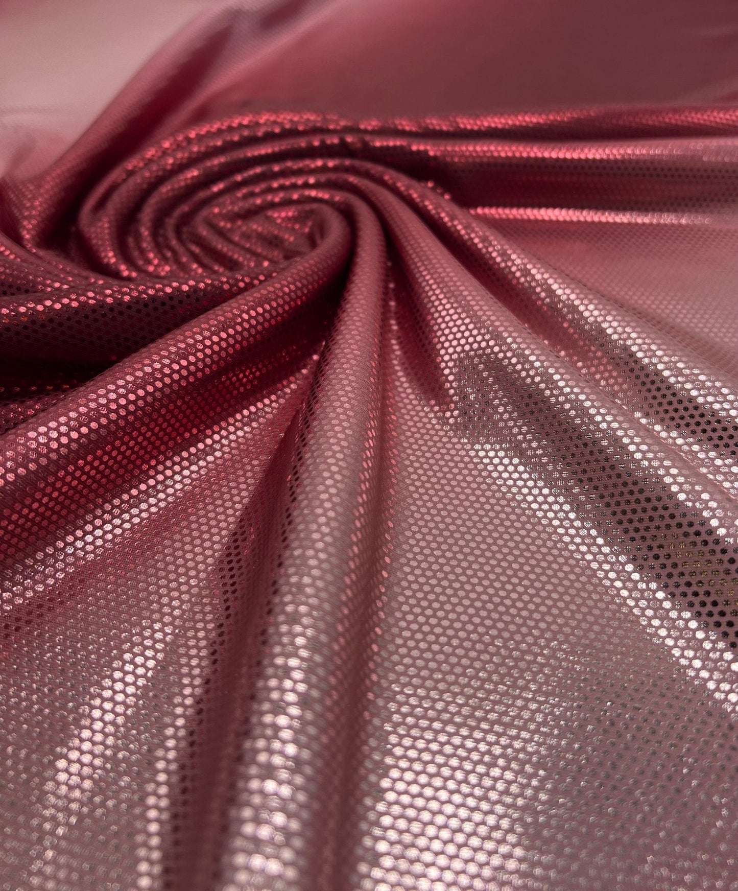 Red Silver Shiny Sequin Soft Touch 2 Way Stretch Fabric