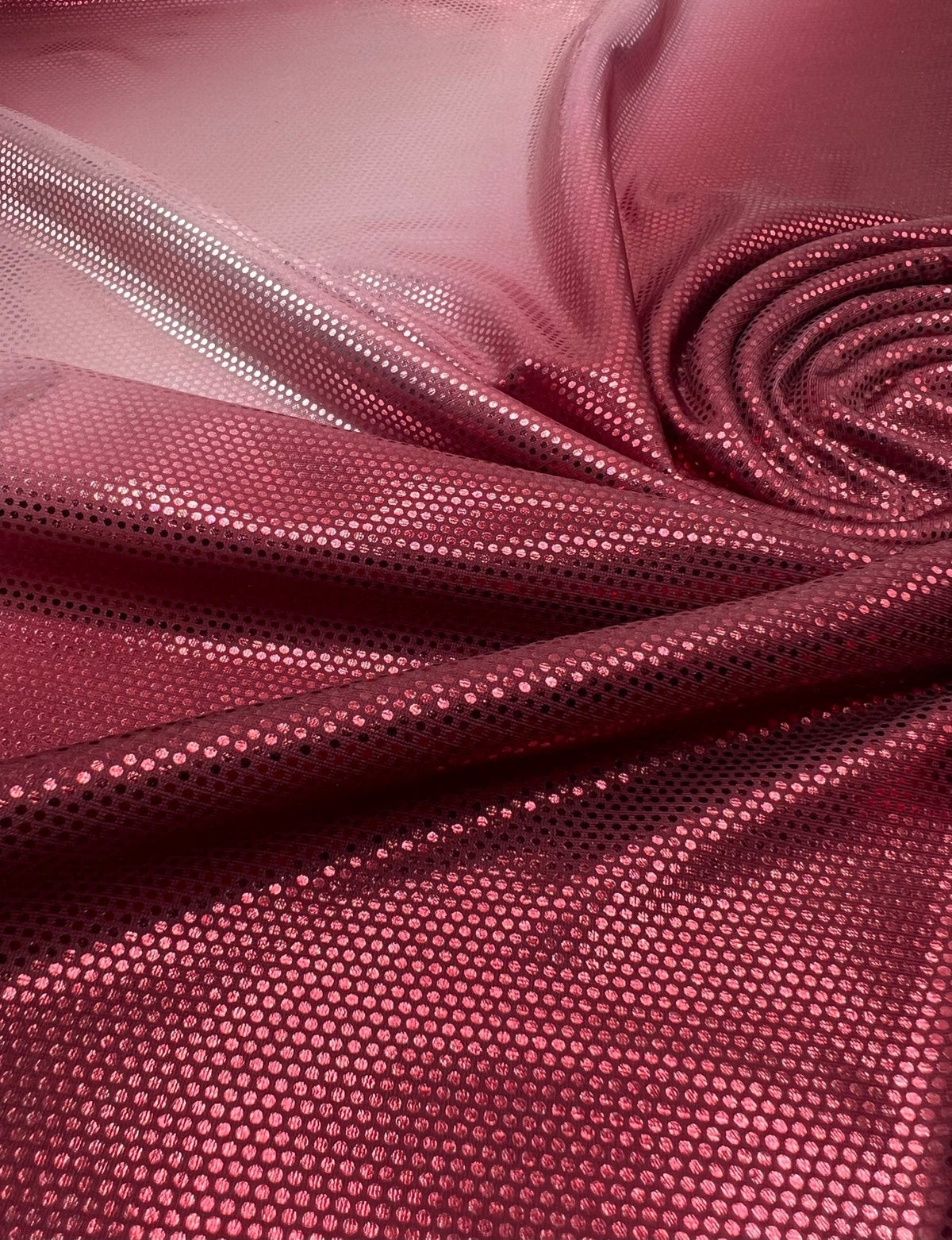 Red Silver Shiny Sequin Soft Touch 2 Way Stretch Fabric