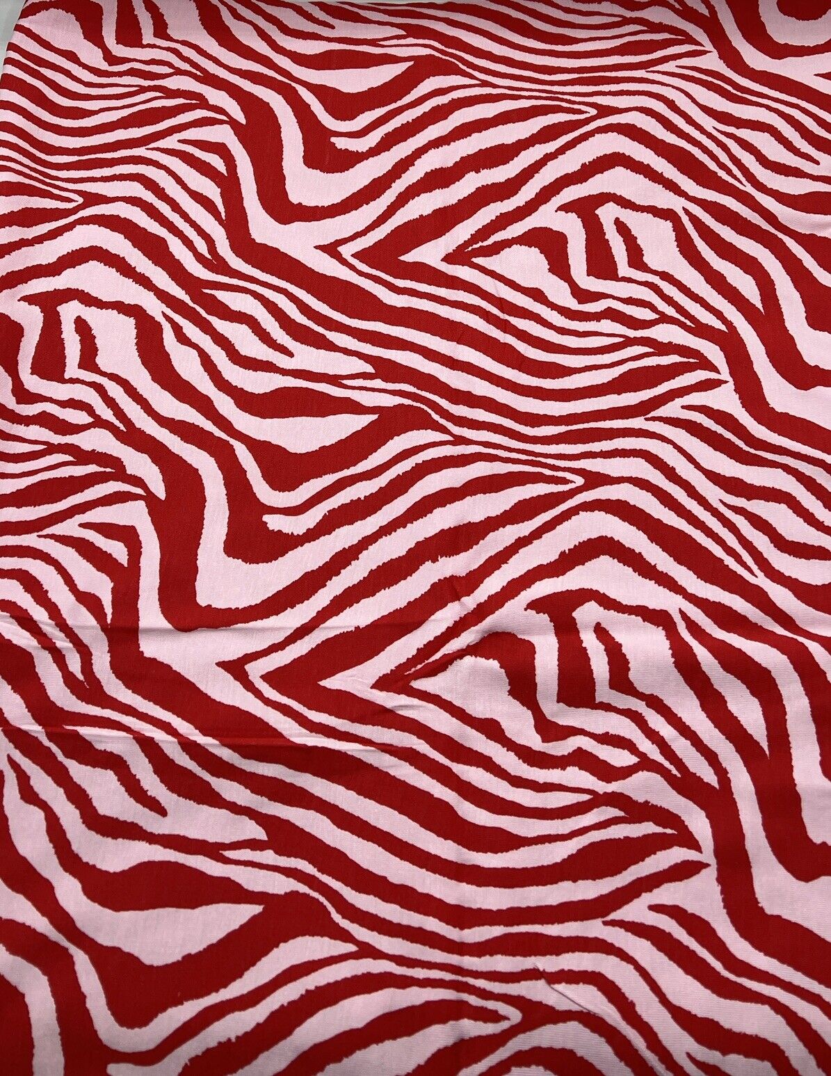 Red Soft Pink Zebra Print Viscose Elastane Fabric