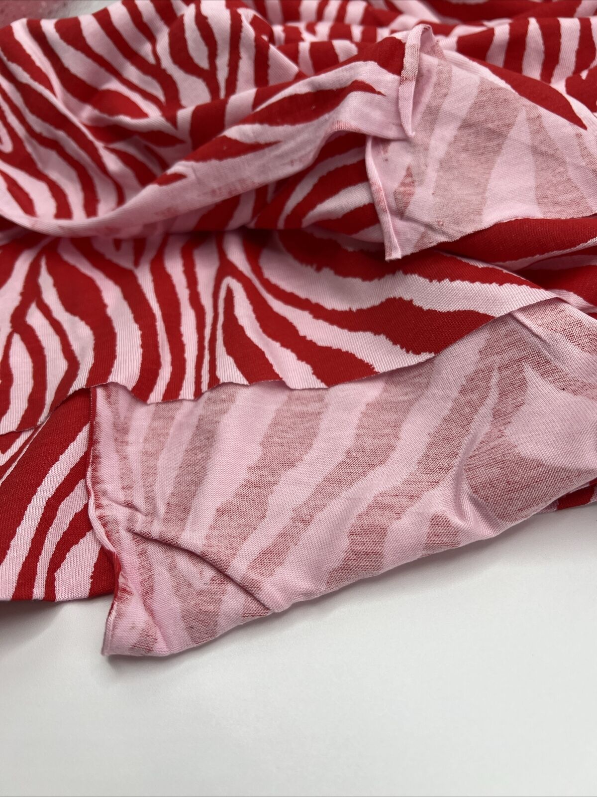 Red Soft Pink Zebra Print Viscose Elastane Fabric