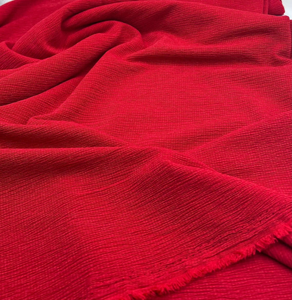 Red Textured Tree Bark Stretch Dress Craft Fabric