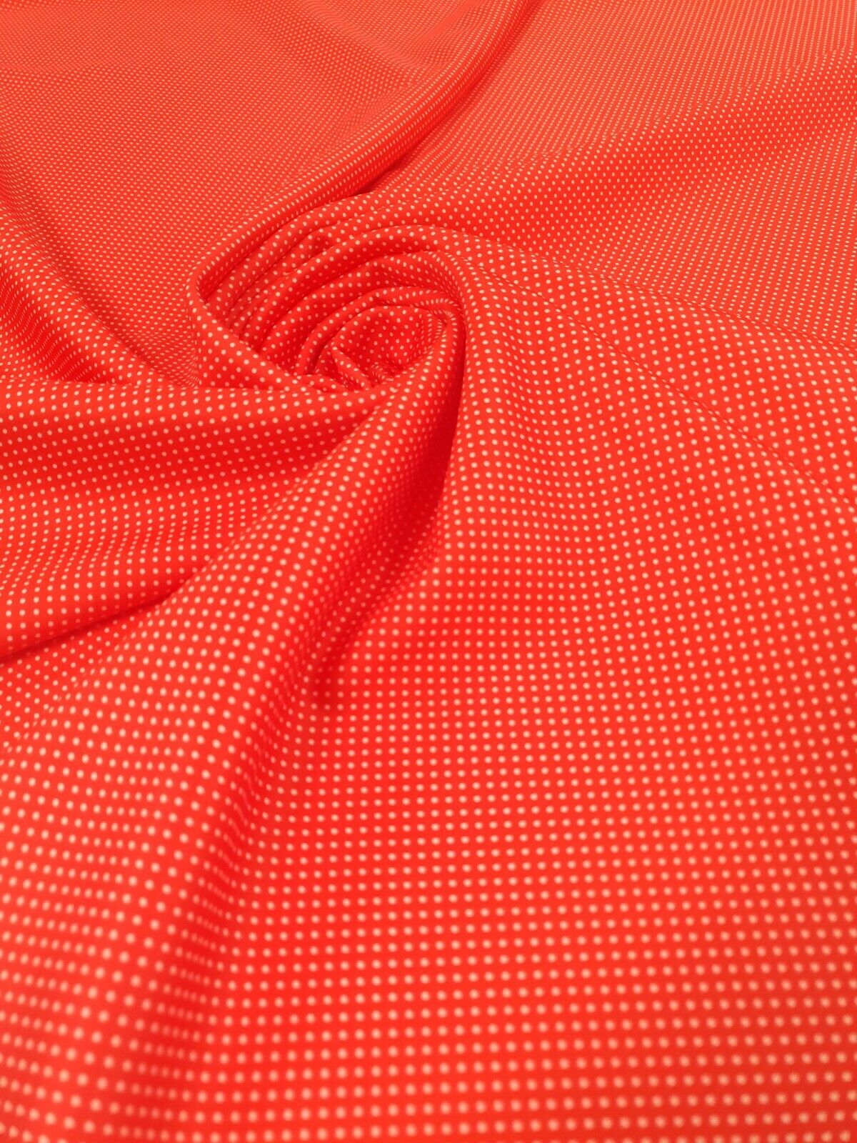 Red White Polka Dot Plain Scuba 4 Way Stretch Jersey Fabric